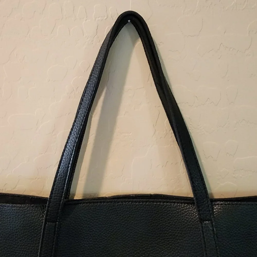 Vince Camuto Black Vegan Leather Purse Luck Tote Computer Shoulder Bag